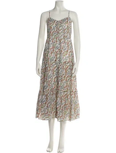 Pre-owned Banjanan Floral Print Long Dress In White