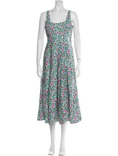 Pre-owned Banjanan Floral Print Long Dress In White