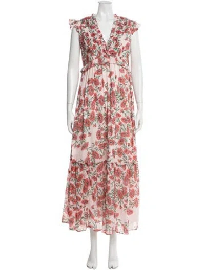 Pre-owned Banjanan Floral Print Long Dress In White