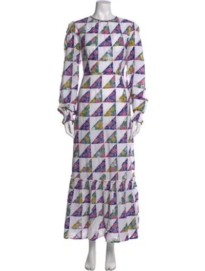 Pre-owned Banjanan Floral Print Long Dress In White