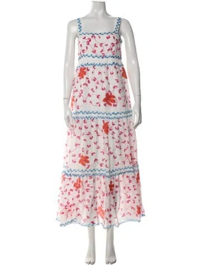 Pre-owned Banjanan Floral Print Long Dress In White