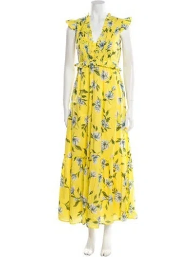 Pre-owned Banjanan Floral Print Long Dress In Yellow
