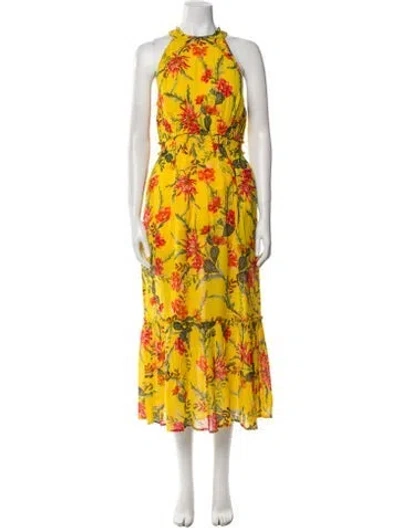 Pre-owned Banjanan Floral Print Long Dress In Yellow