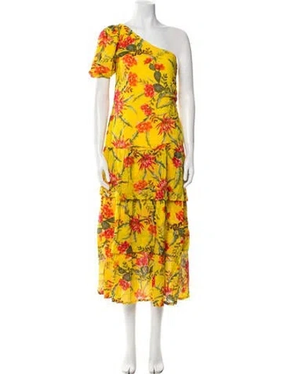 Pre-owned Banjanan Floral Print Long Dress In Yellow