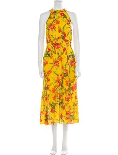Pre-owned Banjanan Floral Print Long Dress In Yellow