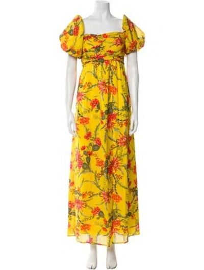 Pre-owned Banjanan Floral Print Long Dress In Yellow