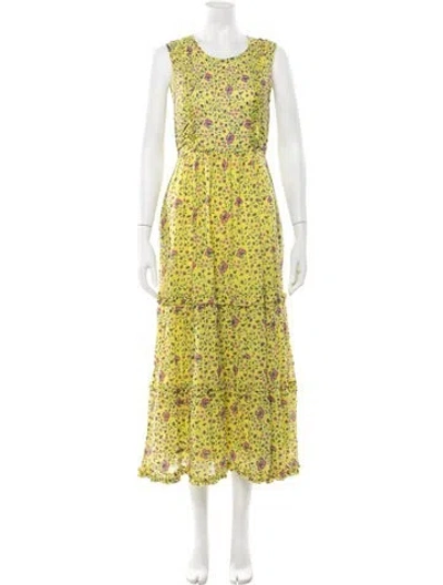 Pre-owned Banjanan Floral Print Long Dress In Yellow