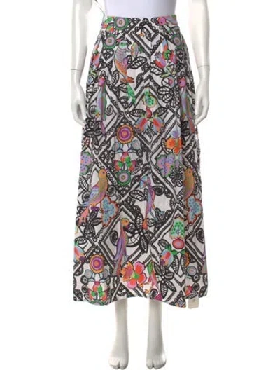 Pre-owned Banjanan Floral Print Long Skirt In Blue