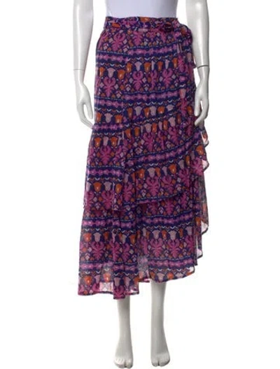 Pre-owned Banjanan Floral Print Long Skirt In Blue