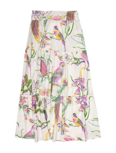 Pre-owned Banjanan Floral Print Long Skirt In Neutral