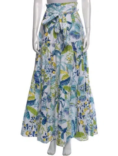 Pre-owned Banjanan Floral Print Long Skirt W/ Tags In White