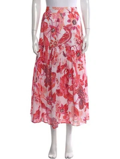 Pre-owned Banjanan Floral Print Long Skirt In White