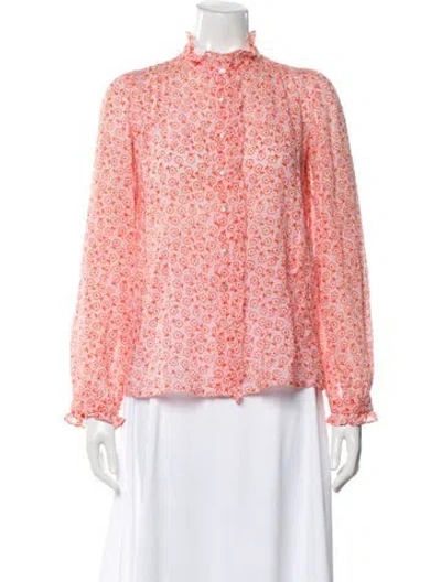 Pre-owned Banjanan Floral Print Long Sleeve Blouse In Pink