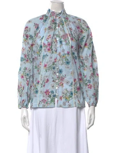 Pre-owned Banjanan Floral Print Long Sleeve Blouse In Pink