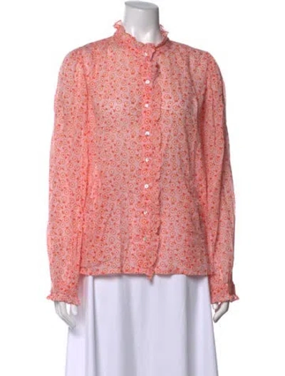 Pre-owned Banjanan Floral Print Long Sleeve Blouse In Pink
