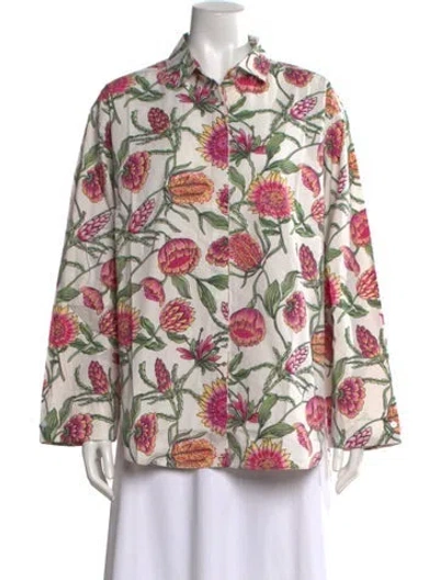 Pre-owned Banjanan Floral Print Long Sleeve Blouse W/ Tags In Multicolor