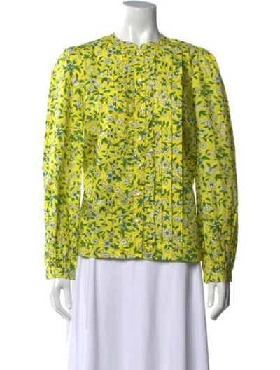 Pre-owned Banjanan Floral Print Long Sleeve Blouse In Yellow