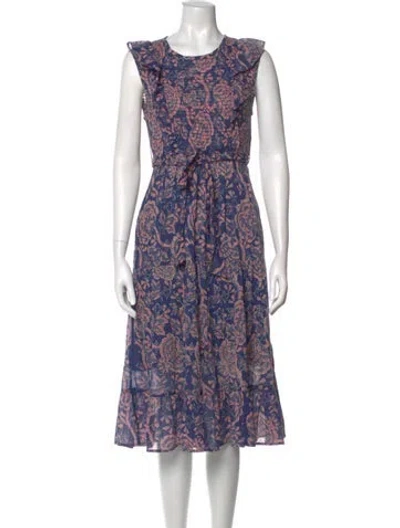 Pre-owned Banjanan Floral Print Midi Length Dress In Blue