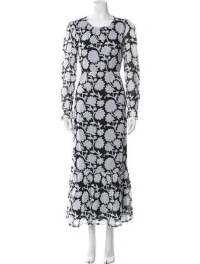 Pre-owned Banjanan Floral Print Midi Length Dress In Blue