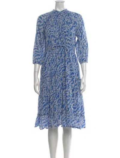 Pre-owned Banjanan Floral Print Midi Length Dress In Blue