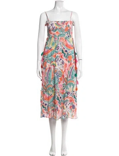 Pre-owned Banjanan Floral Print Midi Length Dress In Blue