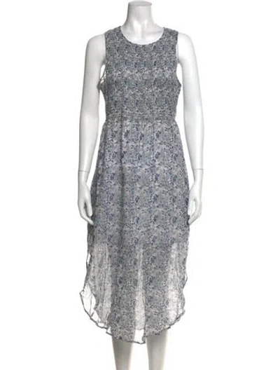 Pre-owned Banjanan Floral Print Midi Length Dress In Blue