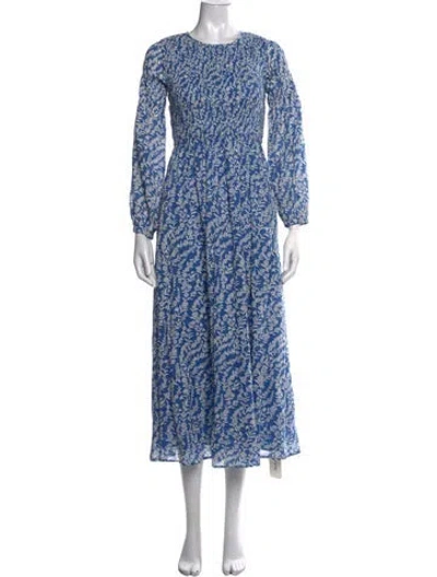 Pre-owned Banjanan Floral Print Midi Length Dress In Blue