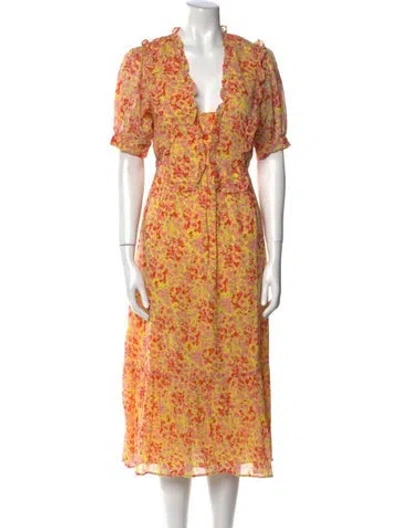 Pre-owned Banjanan Floral Print Midi Length Dress In Multi