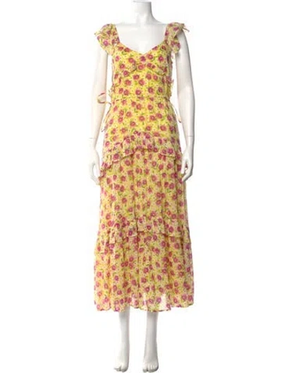 Pre-owned Banjanan Floral Print Midi Length Dress In Multi