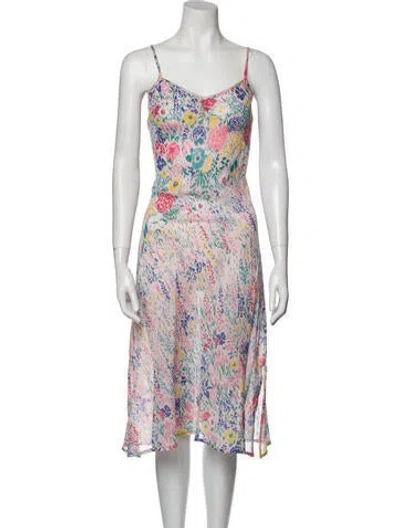 Pre-owned Banjanan Floral Print Midi Length Dress In Pink