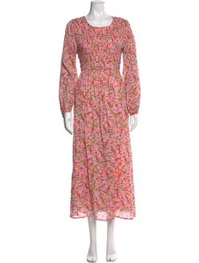 Pre-owned Banjanan Floral Print Midi Length Dress In Pink