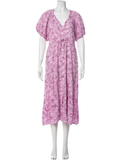 Pre-owned Banjanan Floral Print Midi Length Dress In Pink