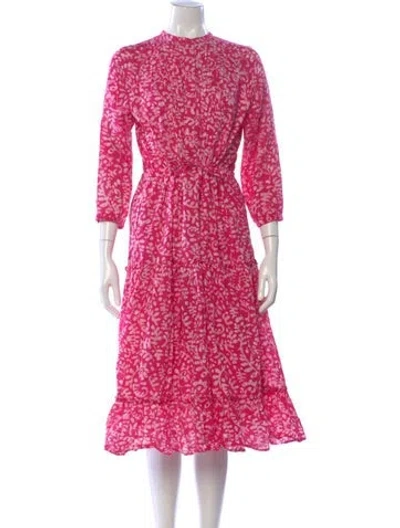 Pre-owned Banjanan Floral Print Midi Length Dress In Pink