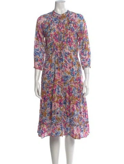 Pre-owned Banjanan Floral Print Midi Length Dress In Pink