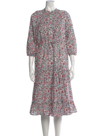 Pre-owned Banjanan Floral Print Midi Length Dress In Pink