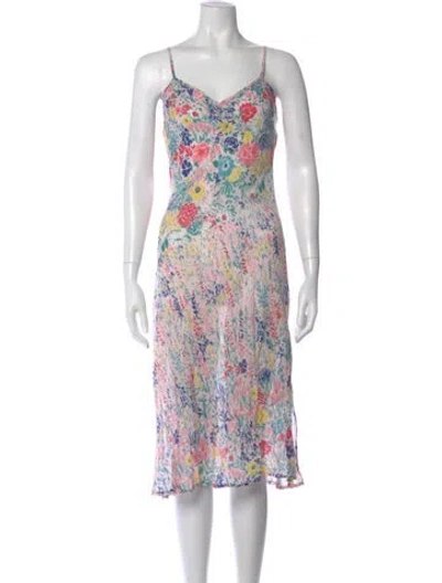 Pre-owned Banjanan Floral Print Midi Length Dress In Pink