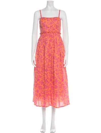 Pre-owned Banjanan Floral Print Midi Length Dress In Pink