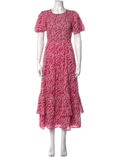 Pre-owned Banjanan Floral Print Midi Length Dress In Pink
