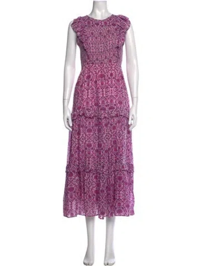 Pre-owned Banjanan Floral Print Midi Length Dress In Pink