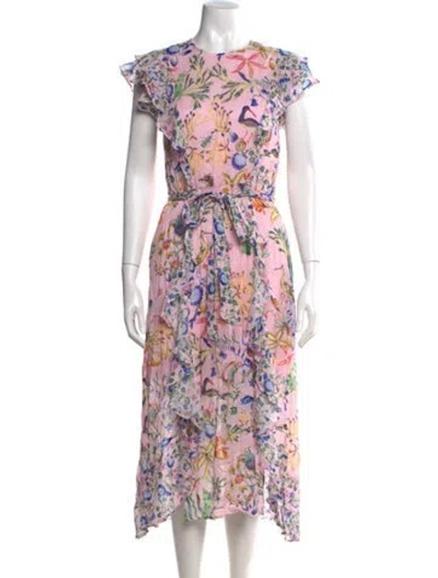 Pre-owned Banjanan Floral Print Midi Length Dress In Pink