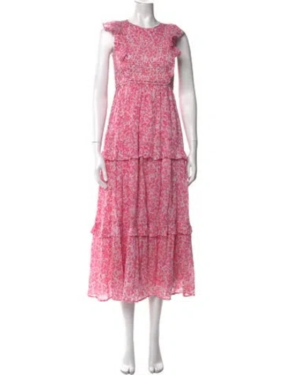 Pre-owned Banjanan Floral Print Midi Length Dress In Pink