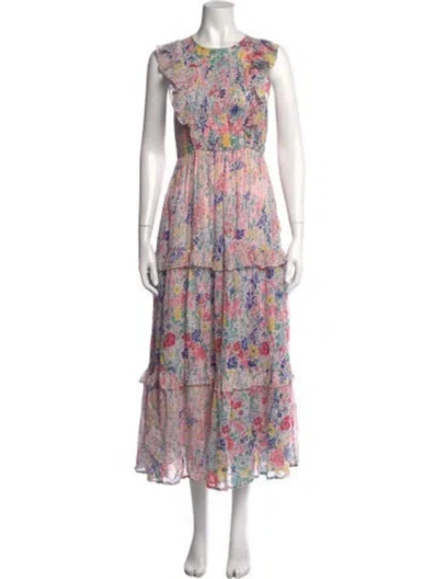 Pre-owned Banjanan Floral Print Midi Length Dress In Pink