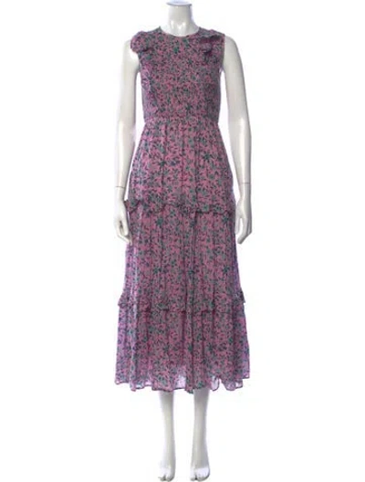 Pre-owned Banjanan Floral Print Midi Length Dress In Pink