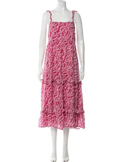 Pre-owned Banjanan Floral Print Midi Length Dress In Pink