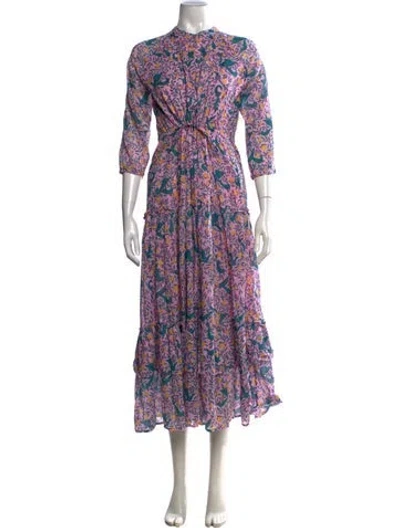 Pre-owned Banjanan Floral Print Midi Length Dress In Pink