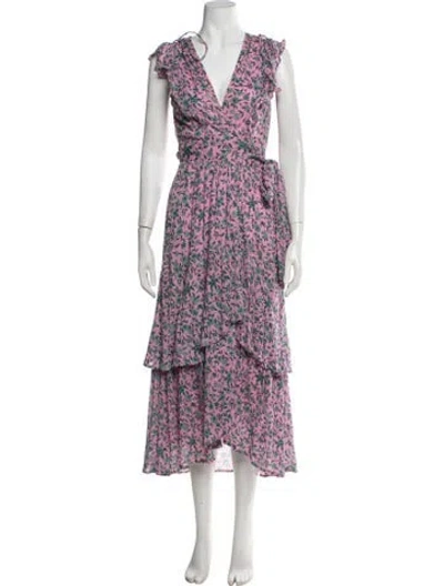 Pre-owned Banjanan Floral Print Midi Length Dress In Pink