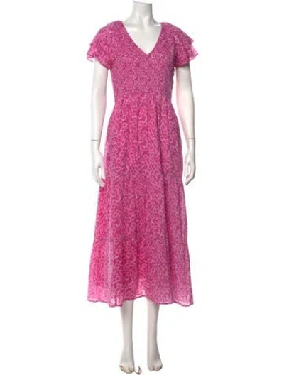 Pre-owned Banjanan Floral Print Midi Length Dress In Pink