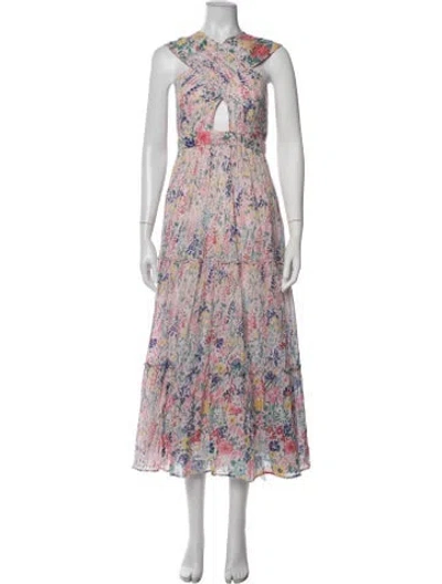 Pre-owned Banjanan Floral Print Midi Length Dress In Pink