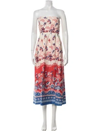 Pre-owned Banjanan Floral Print Midi Length Dress In Red
