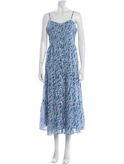 Pre-owned Banjanan Floral Print Midi Length Dress W/ Tags In Blue